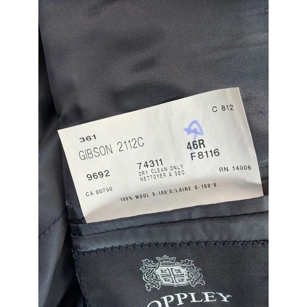 Coppley Blazer Mens 46R Grey Gibson 2112C 100% S-100s Wool 2-Button‎ Sport Coat